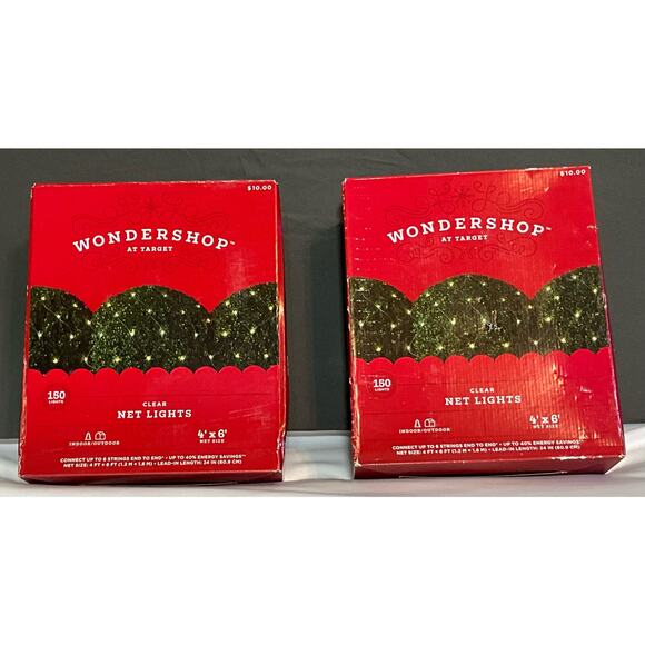 Holiday New in Box Set of 2 Wondershop 150 Count 4X6 Net Clear Light Green Wire - Picture 1 of 8